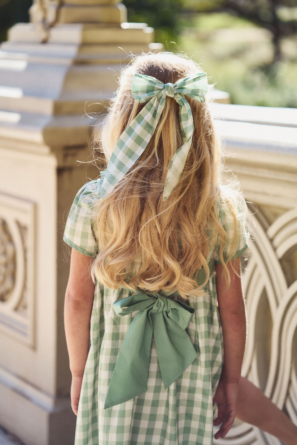 Green Gingham Hair Bow