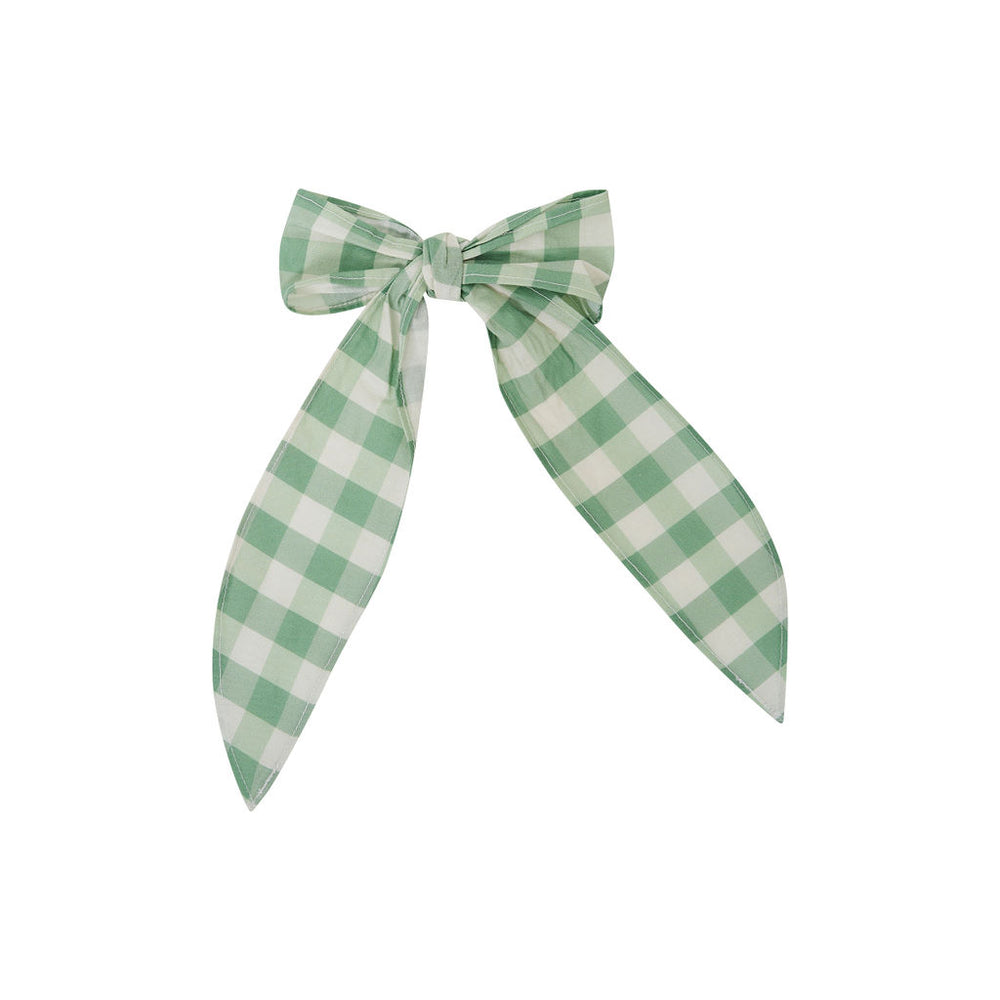 Green Gingham Hair Bow