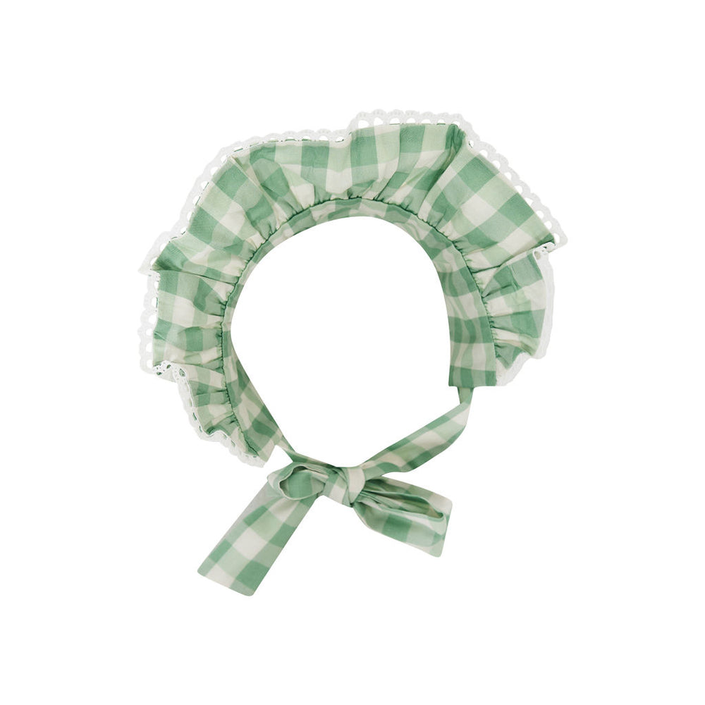 Green Gingham Baby Bonnet