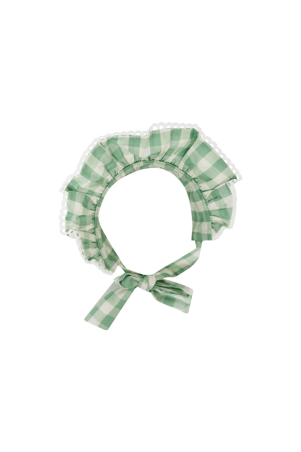 Green Gingham Baby Bonnet